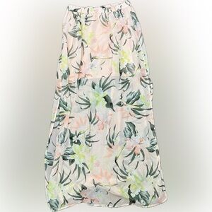 H&M Divided Pink/Peach Floral Maxi Skirt with Side Slits Size S